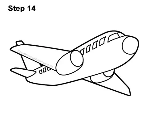 How to Draw Cartoon Airplane 14