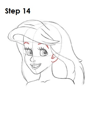 How to Draw Ariel Step 14