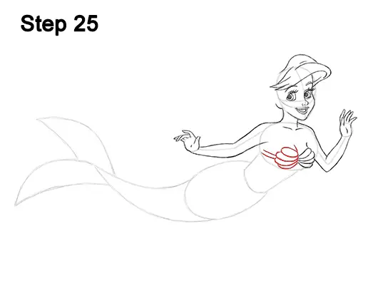 Draw Ariel Little Mermaid Body 25