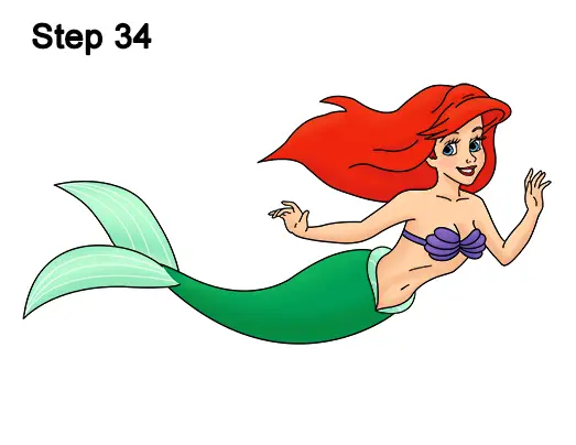Draw Ariel Little Mermaid Body