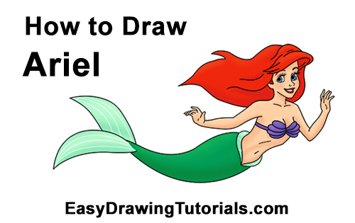 how to draw ariel and eric step by step