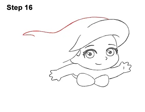 Draw Mini Chibi Little Mermaid Ariel 16