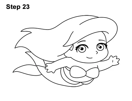 Draw Mini Chibi Little Mermaid Ariel 23
