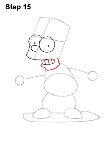 How to Draw Bart Simpson Full Body Skateboard Skater Skating 15