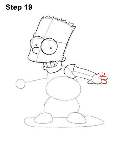 How to Draw Bart Simpson Full Body Skateboard Skater Skating 19