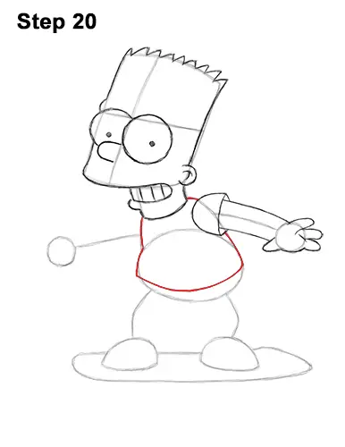 How to Draw Bart Simpson Full Body Skateboard Skater Skating 20