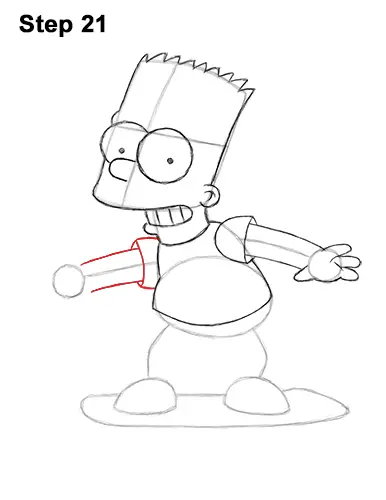 How to Draw Bart Simpson Full Body Skateboard Skater Skating 21