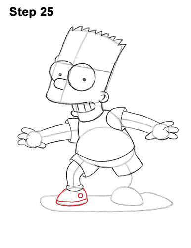How to Draw Bart Simpson Full Body Skateboard Skater Skating 25
