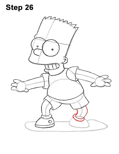 How to Draw Bart Simpson Full Body Skateboard Skater Skating 26