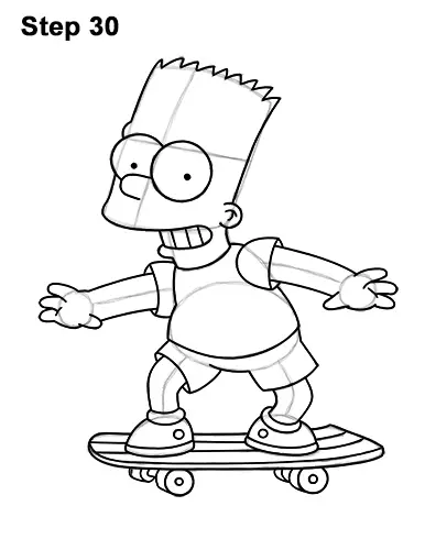 How to draw bart simpson tattooed step by step 