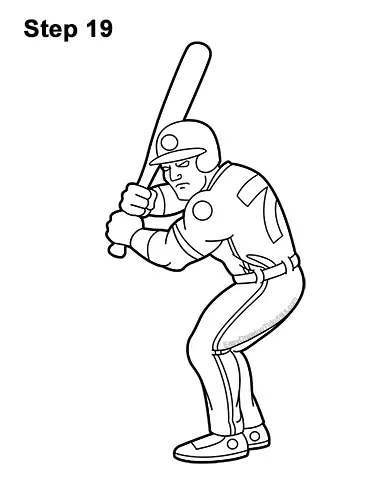 How to a Draw Cartoon Baseball Player Batter 19