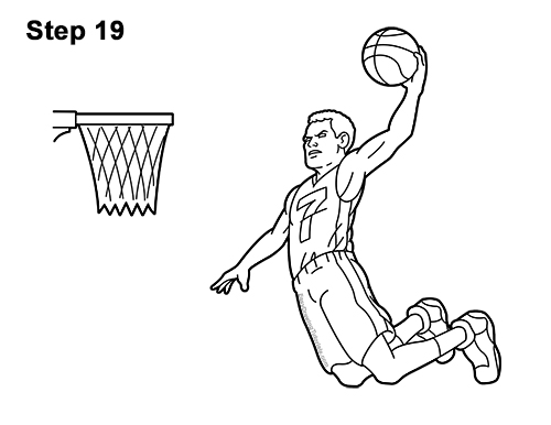 drawings of nba players dunking