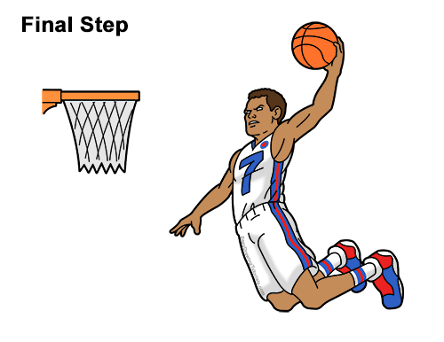 basketball player cartoon dunking