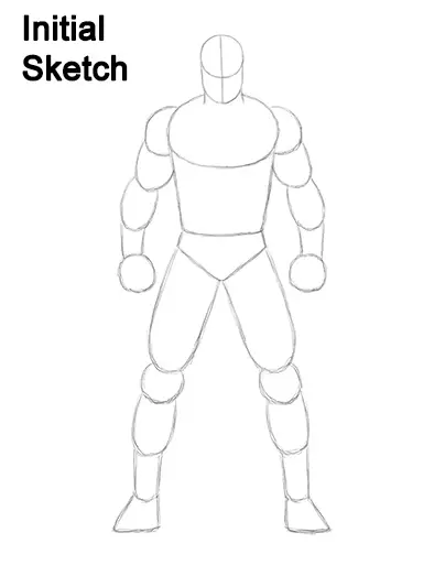 Draw Batman Full Body Initial Sketch