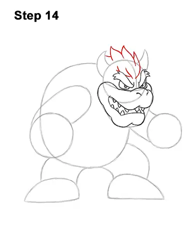 How to Draw Bowser Super Mario Nintendo Full Body 14