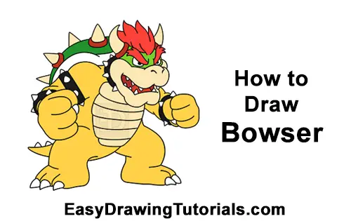 how to draw bowsers face