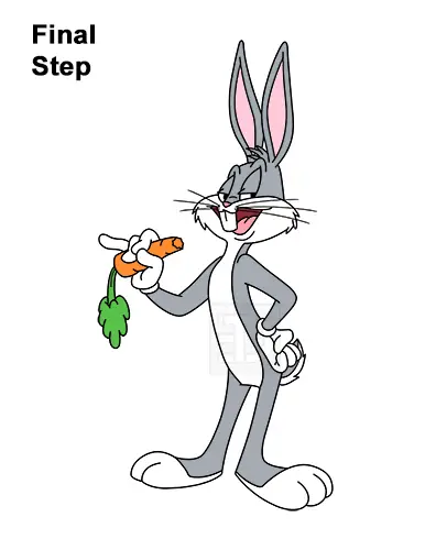 How to Draw Bugs Bunny Full Body Carrot