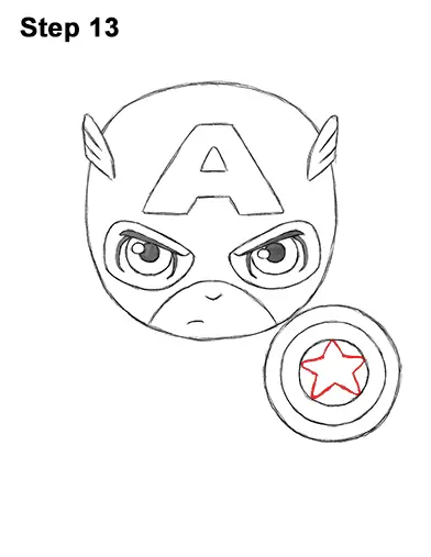 Draw Mini Chibi Little Captain America 13