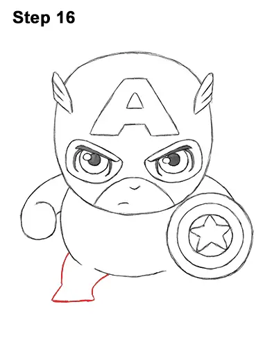 Draw Mini Chibi Little Captain America 16