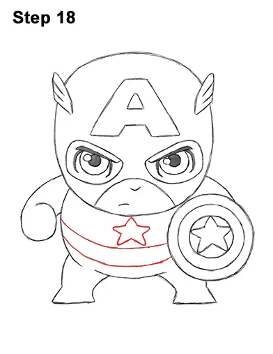 Draw Mini Chibi Little Captain America 18