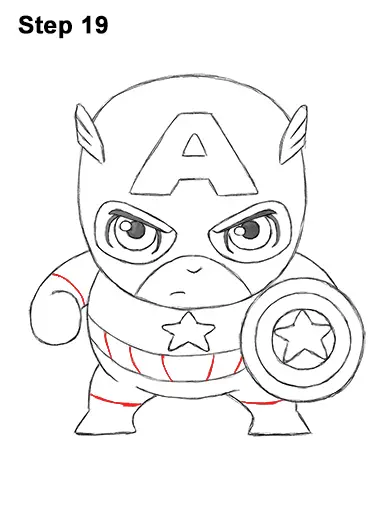 Draw Mini Chibi Little Captain America 19