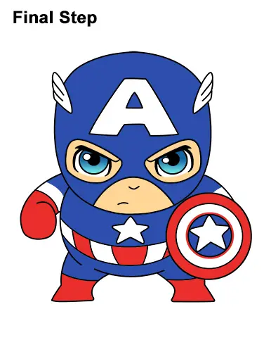 Draw Mini Chibi Little Captain America