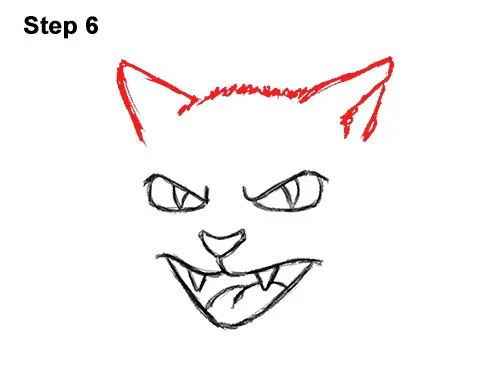 How to Draw Angry Mean Halloween Cartoon Black Cat arched back 6