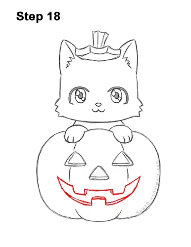 How to Draw a Cat in a Pumpkin for Halloween || VIDEO & Step-by-Step