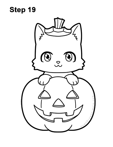 halloween cat drawing outline