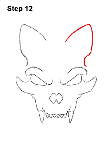 How to Draw Scary Cartoon Cat Skull Halloween 12