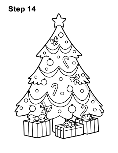 christmas tree cartoon drawings