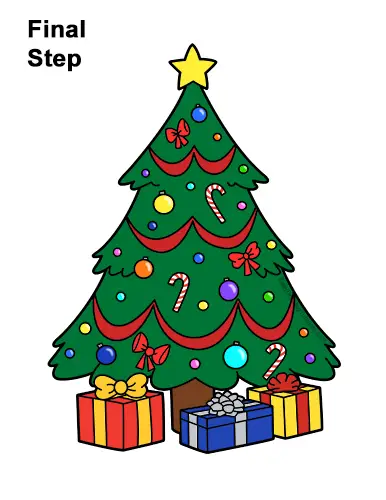 How to Draw a Christmas Tree  Step by Step Drawing Tutorial  Easy Peasy  and Fun