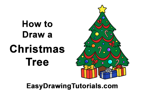 HOW TO DRAW CHRISTMAS TREE KAWAII EASY AND BEAUTIFUL - Drawing to