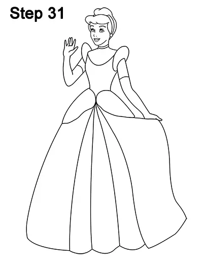 Drawings To Paint & Colour Cinderella - Print Design 052