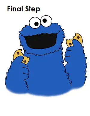 How to Draw Cookie Monster Completed Drawing
