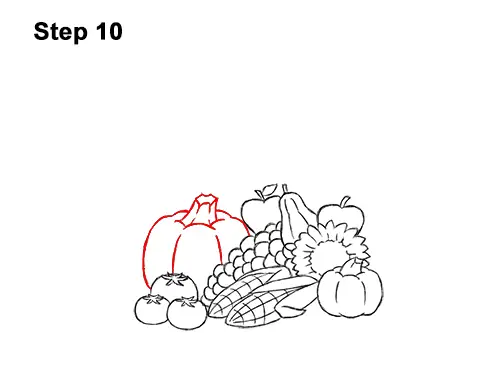 How to Draw Cartoon Cornucopia Thanksgiving 10