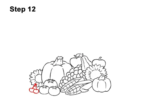 How to Draw Cartoon Cornucopia Thanksgiving 12