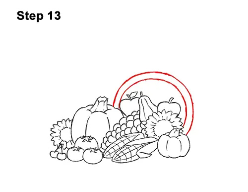 How to Draw Cartoon Cornucopia Thanksgiving 13