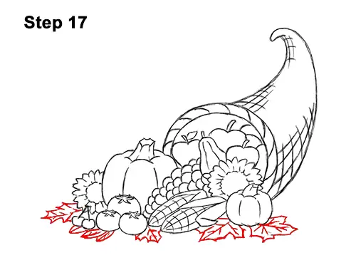 How to Draw Cartoon Cornucopia Thanksgiving 17