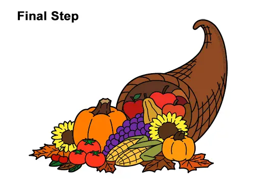 How to Draw Cartoon Cornucopia Thanksgiving