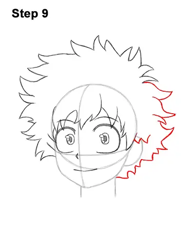 How to Draw Deku Izuku Midoriya Head My Hero Academia 9