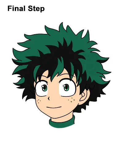 How to Draw Deku Izuku Midoriya Head My Hero Academia