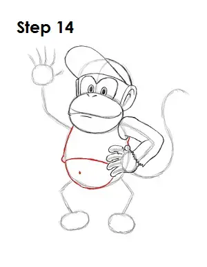 How to Draw Diddy Kong Step 14