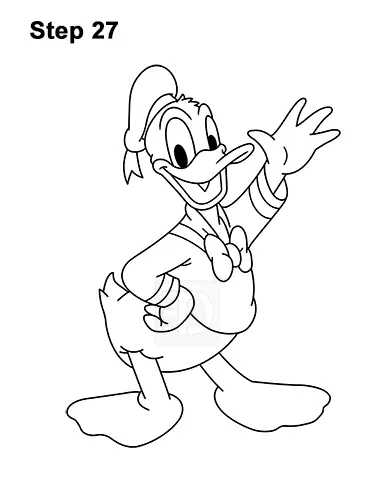 Cute donald duck sketch drawing for coloring Vector Image