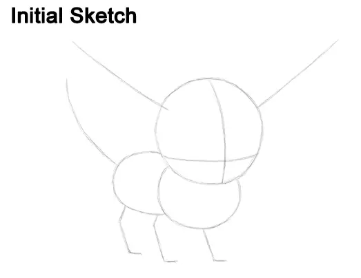 Draw Eevee Pokemon Initial Sketch