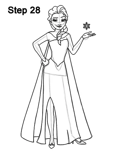 How to Draw Elsa (Full Body) from Frozen.