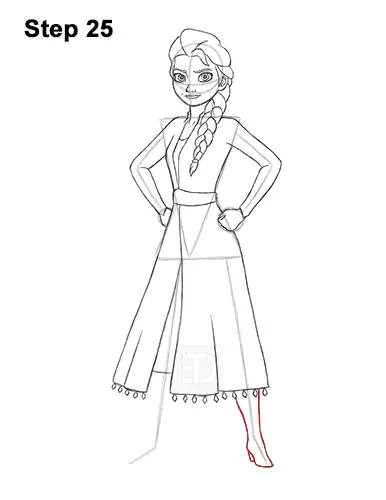 How to Draw Queen Elsa Frozen Two II Dress Outfit Full Body 25