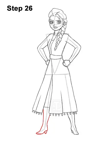 How to Draw Queen Elsa Frozen Two II Dress Outfit Full Body 26