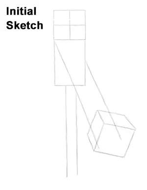 Draw Minecraft Enderman Initial Sketch