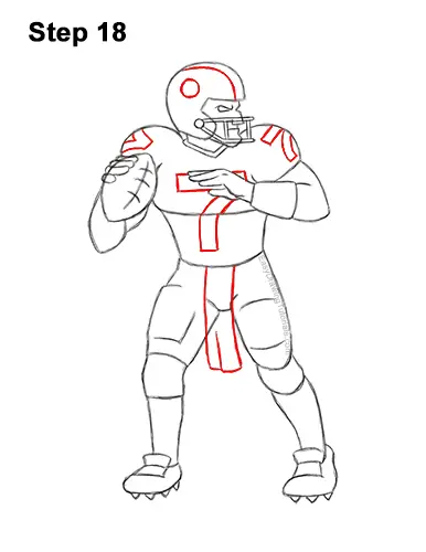 How to Draw a Cartoon Football Player Quarterback 18